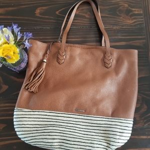 Rebecca Minkoff Mansfield leather straw tote
